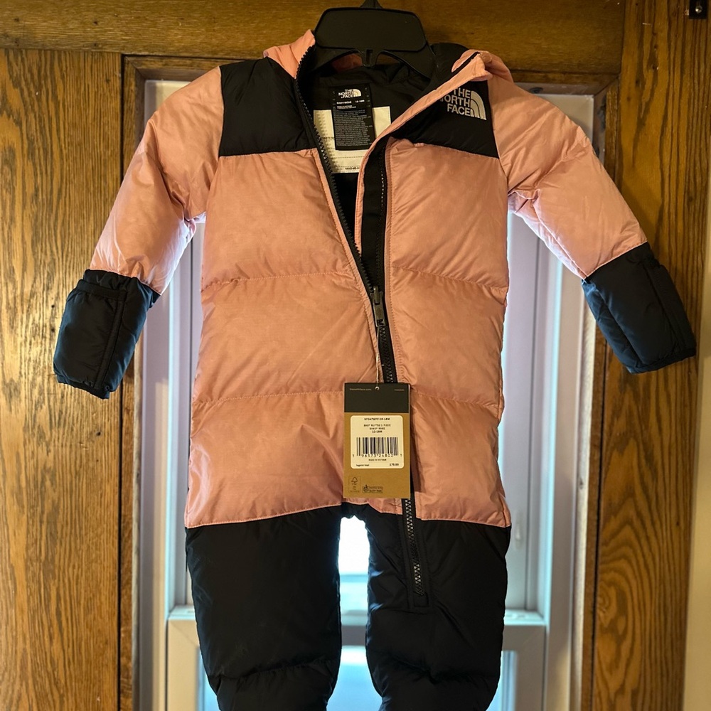 The North Face Pink and Black Infant Snowsuit